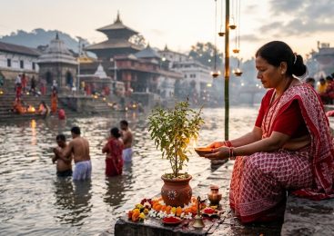 आजदेखि सुरु भयो पवित्र कात्तिक स्नान, तुलसी पूजा र दीपदान